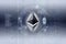 Ethereum coin logo digital artwork grey blue version