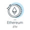 Ethereum cryptocurrency coin line, icon of virtual currency