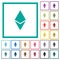 Ethereum digital cryptocurrency flat color icons with quadrant frames