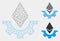 Ethereum Industry Gear Vector Mesh Carcass Model and Triangle Mosaic Icon