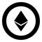 Etherium icon black color in circle round