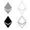 Etherium icon set grey black color