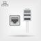 Ethernet cable and port isolated vector icon, network socket icon, ethernet connector icon