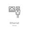 ethernet icon vector from devices collection. Thin line ethernet outline icon vector illustration. Outline, thin line ethernet