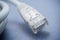 Ethernet RJ45 white Network Cable on blue background