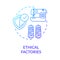 Ethical factories blue gradient concept icon