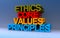 Ethics core values principles on blue