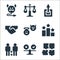 ethics line icons. linear set. quality vector line set such as puzzle pieces, morality, relationship, competition, angel,