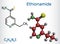 Ethionamide molecule. It is antitubercular agent, antibiotic, used to treat tuberculosis. Structural chemical formula and molecule