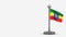 Ethiopia 3D waving flag illustration on tiny flagpole.