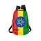 Ethiopia flag backpack isolated on white