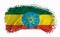 Ethiopia flag, brush stroke, typography, lettering, logo, label, banner on a white background