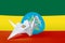 Ethiopia flag depicted on paper origami crane wing. Handmade arts concept