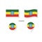 Ethiopia flag logo icon set, rectangle flat icons, circular shape, marker with flags