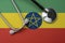 Ethiopia flag and stethoscope. The concept of medicine