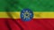 Ethiopia flag waving in the wind. Seamless loop with highly detailed fabric texture