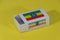 Ethiopia flag on white box with barcode and the color of nation flag on yellow background, paper packaging for put match or