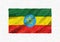Ethiopia hand painted waving national flag.