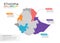 Ethiopia map infographics vector template with regions and pointer marks