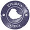 Ethiopia map vintage stamp.