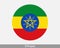 Ethiopia Round Circle Flag. Ethiopian Circular Button Banner Icon. EPS Vector