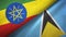 Ethiopia and Saint Lucia two flags textile cloth, fabric texture