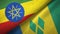 Ethiopia and Saint Vincent and the Grenadines two flags textile cloth