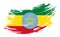 Ethiopian flag grunge brush background. Vector illustration.