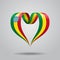 Ethiopian flag heart-shaped ribbon. Vector illustration.