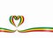 Ethiopian flag heart-shaped ribbon. Vector illustration.