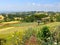 Ethiopian landscape nature. The village in the valley. Africa, E