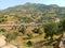 Ethiopian village in the valley of mountains. Africa.