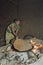 Ethiopian woman bakes injera on wood fire