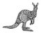 Ethnic Animal Doodle Detail Pattern - Kangaroo Zentangle Illustratio