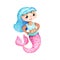 Ethnic asian mermaid girl handdrawn character. Diverse nation mermaid. Underwater princess for girl birthday