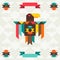 Ethnic background with eagle in navajo design