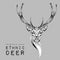 Ethnic black head of deer on the white background totem / tattoo design. Use for print, posters, t-shirts. Vector illustration