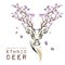 Ethnic colored head of deer with branches on the horns. totem / tattoo design. Use for print, posters, t-shirts. Vector illustrati