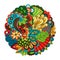 Ethnic doodle floral circle pattern