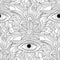 Ethnic floral black and white seamless pattern