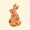 Ethnic Floral Rabbit Or Bunny Character On Beige