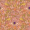 Ethnic floral seamless pattern with mystery eyes