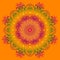 Ethnic gradient mandala on orange background