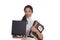 Ethnic Indian College student with laptop PC