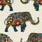 Ethnic indian elephant colored seamless background