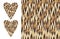 Ethnic leopard texture and Distressed ikat pattern and Vector heart shape with wild print