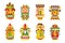 Ethnic mask set, tribal Indian or African colorful masks vector Illustrations on a white background