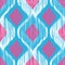 Ethnic modern tribal ikat blue, white and pink fashion seamless pattern. Vector ikat background.