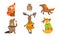 Ethnic Patterned Animals Set, Fox, Owl, Horse, Beaver, Deer Vector Illustration