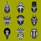 Ethnic tribal mask icons set